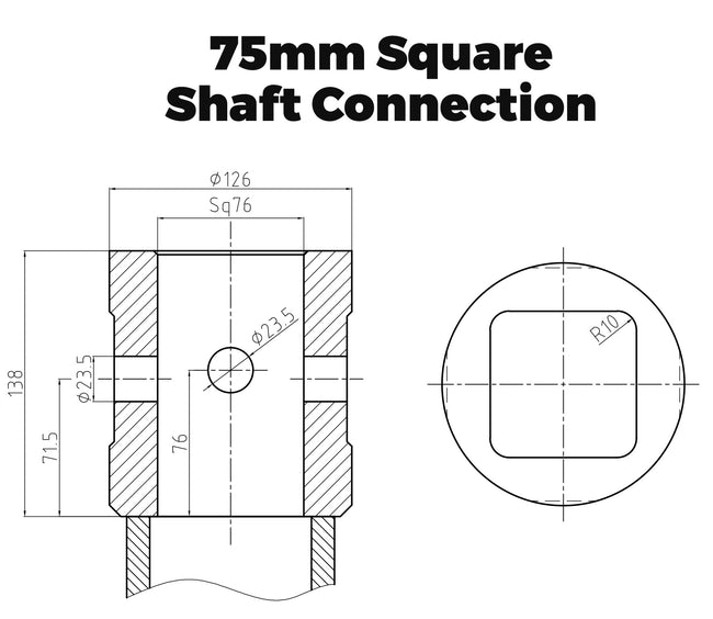 JCS 60 & 80 Complete Cone (75mm Square Shaft)