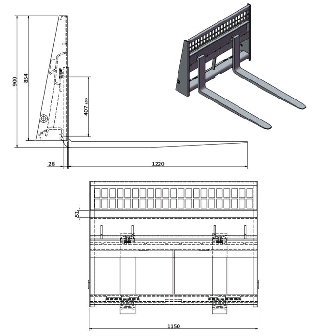 BCF20A Skid Steer Pallet Forks