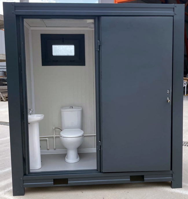 Prefab Mains Toilet & Shower Block - Anthracite