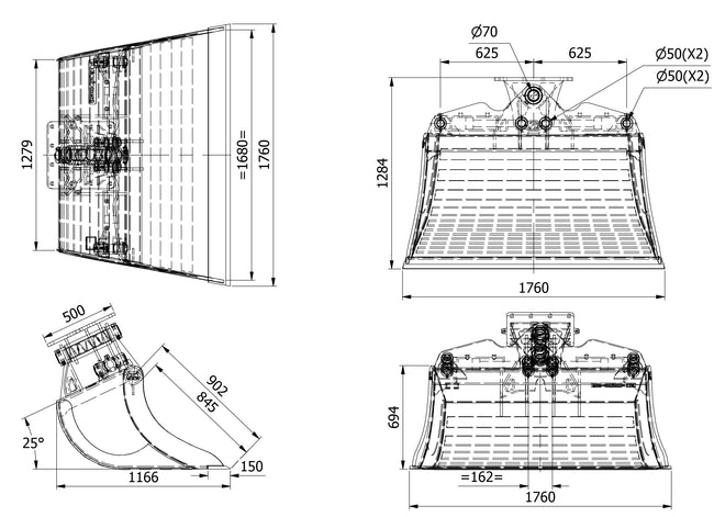 STB-12 Scandinavian Excavator Tilting Bucket - 12 to 16 tonne