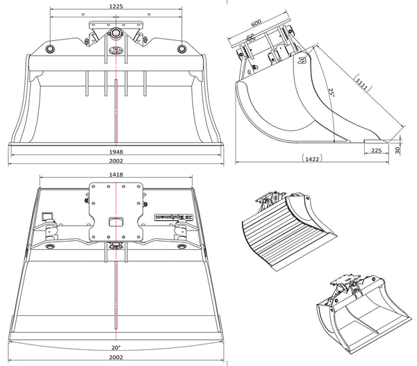 STB-20 Scandinavian Excavator Tilting Bucket - 18 to 25 tonne – JB ...